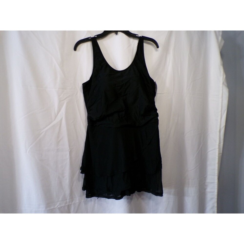 VIMPUNEC XL Black Swimdress Layered One Piece Swim Dress